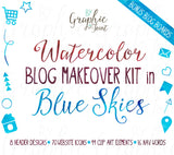 Watercolor Web Graphics Kit - Blue Skies - Blog Icons, Clipart & Banners