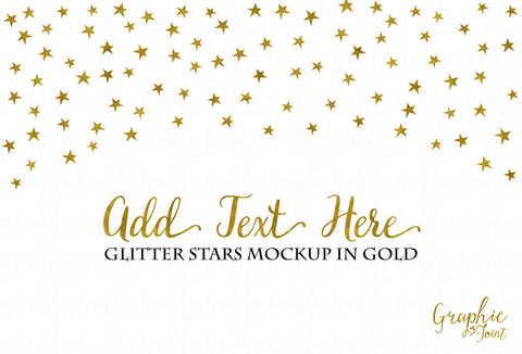 Mock Up Template - Gold Glitter Stars - Marketing Promotional Design Materials