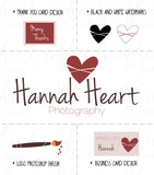 Heart Logo / Hand Drawn / Photography Logo + Watermarks B&W + Photoshop Brush + Biz and Thank You Card Designs