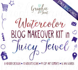 Watercolor Web Graphics Kit - Juicy Jewel - Blog Icons, Clipart & Banners