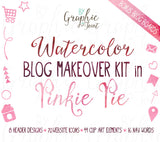 Watercolor Web Graphics Kit - Pinkie Pie - Blog Icons, Clipart & Banners