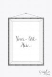 Mock Up Template - Silver Glitter Frame - Art Print Mockup w/ Hanging Frame