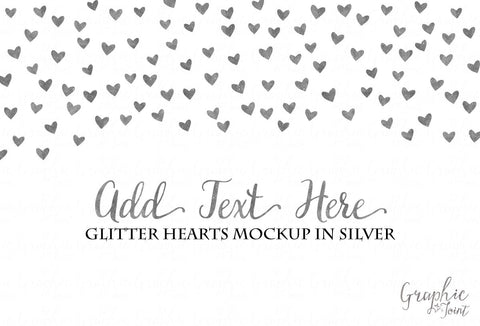 Mock Up Template - Silver Glitter Hearts - Marketing Promotional Design Materials