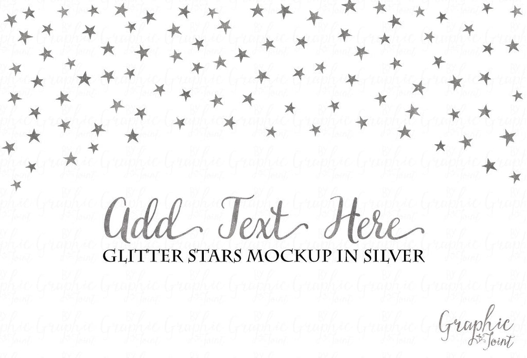 Mock Up Template - Silver Glitter Stars - Marketing Promotional Design Materials