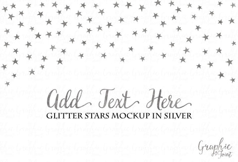 Mock Up Template - Silver Glitter Stars - Marketing Promotional Design Materials