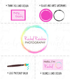 Smoky Rainbow Circle Logo / Photography Logo + Watermarks B&W + Photoshop Brush + Biz and Thank You Card Designs