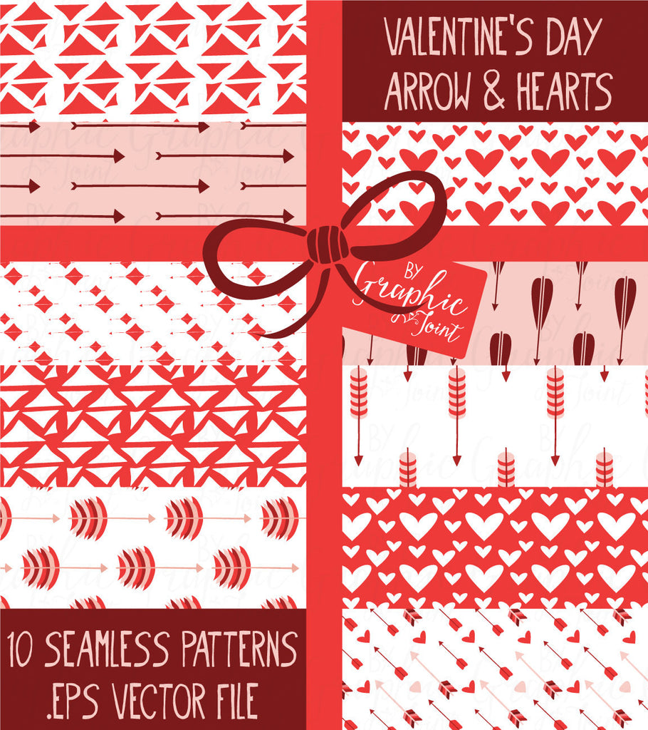 10 Seamless Patterns - Valentine's Day Arrows + Hearts - Digital Paper – GraphicJoint 10-seamless-patterns-valentine-s-day-arrows-hearts-digital-paper-graphicjoint