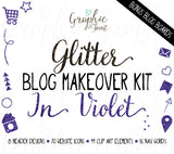 Glitter Web Graphics Kit - In Violet - Blog Icons, Clipart & Banners