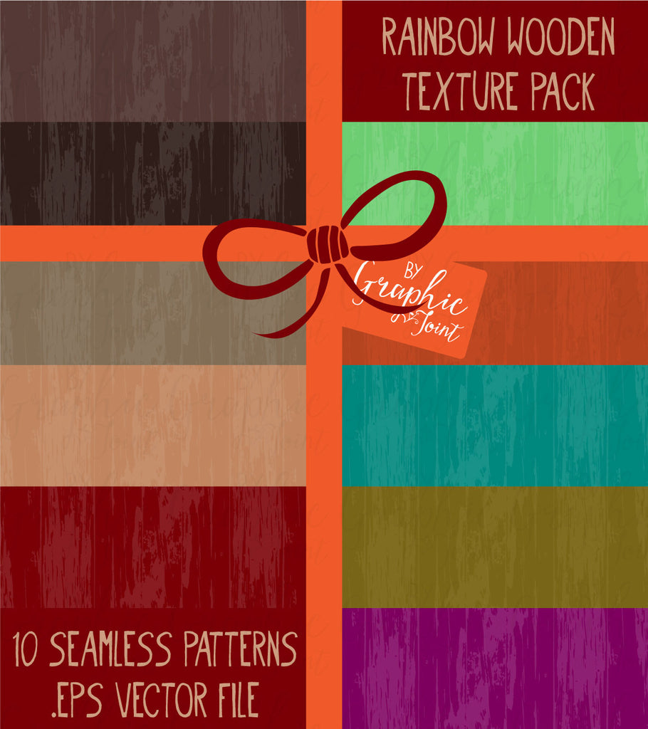 Vector Wood Textures - 10 Rainbow Bark Colors - Digital Paper Pack - Red, Green, Blue, Brown - Clipart Papers