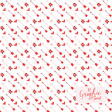 Vector Patterns - Valentine's Day Arrows + Hearts - Seamless Digital Paper Pack in Pink, Red, Burgundy