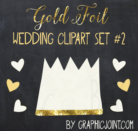 Wedding Clipart 2 + Photoshop Brushes - Hand-Drawn Graphics - White, Peach + Gold Foil - Personal & One Commercial Use