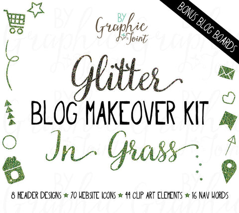 Glitter Web Graphics Kit - In Grass - Blog Icons, Clipart & Banners