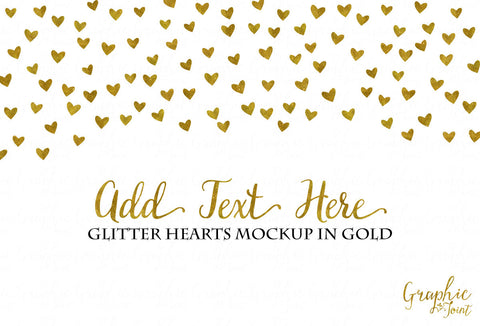 Mock Up Template - Gold Glitter Hearts - Marketing Promotional Design Materials