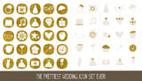 Wedding Website Icons - Set of 50 Hand-Drawn Web Graphics / Clipart - In White & Gold Glitter