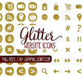 Glitter Web Graphics Kit - In Gold - Blog Icons, Clipart & Banners