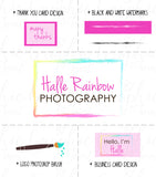 Smoky Rainbow Rectangle Logo / Photography Logo + Watermarks B&W + Photoshop Brush + Biz and Thank You Card Designs