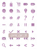 Watercolor Web Icons - Set of 70 Web / Blog / Social Graphics / Clipart / Icons - In Mauve Magic