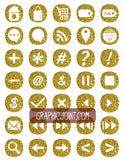 Glitter Web Icons - Set of 70 Web / Blog / Social Graphics / Clipart / Icons - In Gold