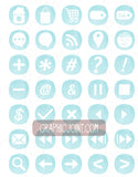 Watercolor Web Icons - Set of 70 Web / Blog / Social Graphics / Clipart / Icons - In Ocean Water