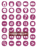 Glitter Web Icons - Set of 70 Web / Blog / Social Graphics / Clipart / Icons - In Rose