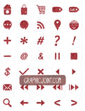 Glitter Web Icons - Set of 70 Web / Blog / Social Graphics / Clipart / Icons - In Ruby