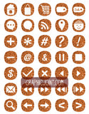 Glitter Web Icons - Set of 70 Web / Blog / Social Graphics / Clipart / Icons - In Sunrise