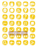 Watercolor Web Icons - Set of 70 Web / Blog / Social Graphics / Clipart / Icons - In Golden Glow