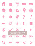 Watercolor Web Icons - Set of 70 Web / Blog / Social Graphics / Clipart / Icons - In Pinkie Pie