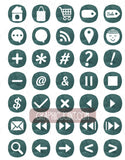 Watercolor Web Icons - Set of 70 Web / Blog / Social Graphics / Clipart / Icons - In Army Green