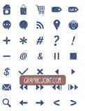 Glitter Web Icons - Set of 70 Web / Blog / Social Graphics / Clipart / Icons - In Azure