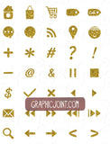 Glitter Web Icons - Set of 70 Web / Blog / Social Graphics / Clipart / Icons - In Gold