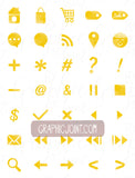 Watercolor Web Icons - Set of 70 Web / Blog / Social Graphics / Clipart / Icons - In Golden Glow