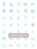 Watercolor Web Icons - Set of 70 Web / Blog / Social Graphics / Clipart / Icons - In Ocean Water