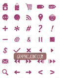 Glitter Web Icons - Set of 70 Web / Blog / Social Graphics / Clipart / Icons - In Rose