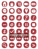 Glitter Web Icons - Set of 70 Web / Blog / Social Graphics / Clipart / Icons - In Ruby