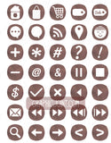 Watercolor Web Icons - Set of 70 Web / Blog / Social Graphics / Clipart / Icons - In Cocoa Powder