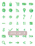 Watercolor Web Icons - Set of 70 Web / Blog / Social Graphics / Clipart / Icons - In Green Smoothie