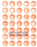 Watercolor Web Icons - Set of 70 Web / Blog / Social Graphics / Clipart / Icons - In Peach Passion