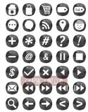 Watercolor Web Icons - Set of 70 Web / Blog / Social Graphics / Clipart / Icons - In Smoky Coal