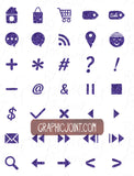 Glitter Web Icons - Set of 70 Web / Blog / Social Graphics / Clipart / Icons - In Violet