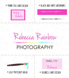 Smoky Rainbow Line Logo / Photography Logo + Watermarks B&W + Photoshop Brush + Biz and Thank You Card Designs