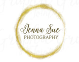 Smoky Gold Glitter Circle Logo / Photography Logo + Watermarks B&W + Photoshop Brush + Biz and Thank You Card Designs