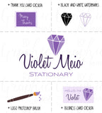 Diamond Logo / Hand Drawn / Photography Logo + Watermarks B&W + Photoshop Brush + Biz and Thank You Card Designs