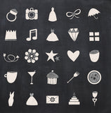 Wedding Website Icons - Set of 50 Hand-Drawn Web Graphics / Clipart - In White & Silver Glitter