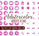 Watercolor Web Graphics Kit - Berry Blossom - Blog Icons, Clipart & Banners