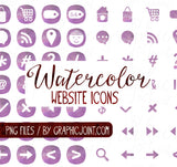 Watercolor Web Graphics Kit - Mauve Magic - Blog Icons, Clipart & Banners