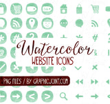 Watercolor Web Graphics Kit - Mint Mayhem - Blog Icons, Clipart & Banners