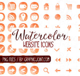 Watercolor Web Graphics Kit - Peach Passion - Blog Icons, Clipart & Banners