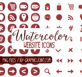 Watercolor Web Graphics Kit - Rusty Red - Blog Icons, Clipart & Banners