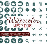 Watercolor Web Graphics Kit - Army Green - Blog Icons, Clipart & Banners